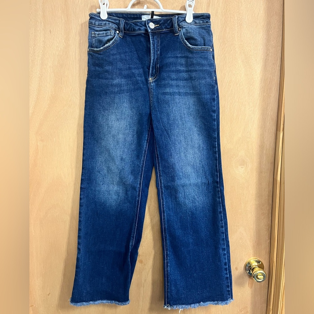 RISEN High Rise Wide Straight Leg Crop Jeans